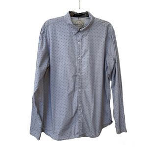 Men’s Native Code Blue Geometric Button Front Cotton Casual Shirt Long Sleeve XL